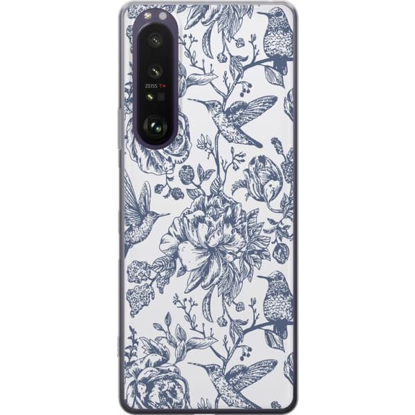 Sony Xperia 1 III Genomskinligt Skal Blomster & Fåglar – romantiskt mönster i vintage-stil