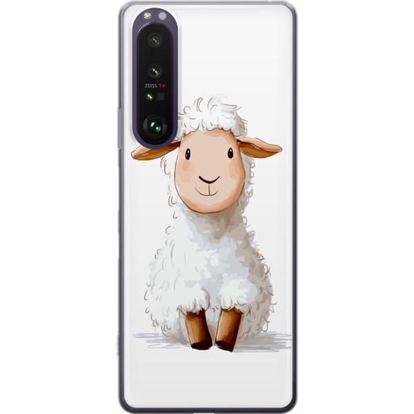 Sony Xperia 1 III Gennemsigtig cover Sødt Lamm - tegneseriestil til børn og babyprodukter