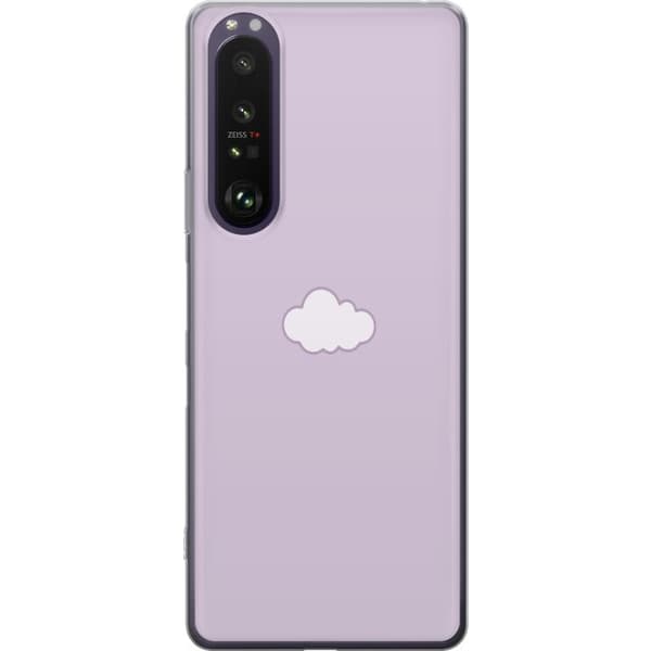 Sony Xperia 1 III Genomskinligt Skal Lila Moln – minimalistiskt moln på lila bakgrund