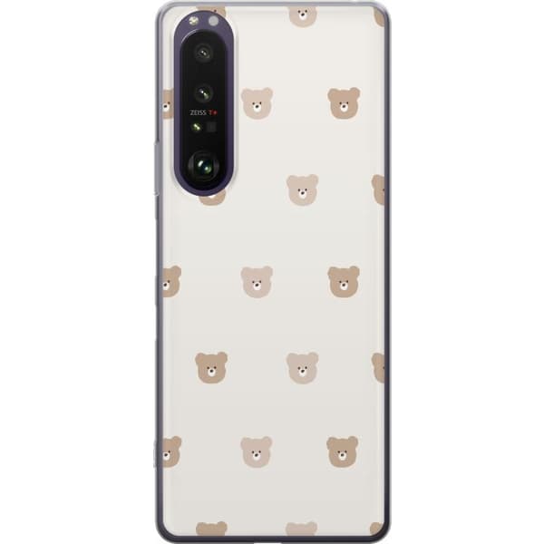 Sony Xperia 1 III Läpinäkyvä kuori Teddy-tausta - söpöt teddykarhut pehmeällä taustalla
