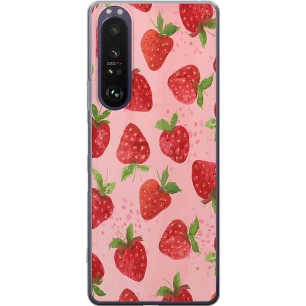 Sony Xperia 1 III Gjennomsiktig deksel Jordbærdrømmer - Retro-stil jordbærmønster