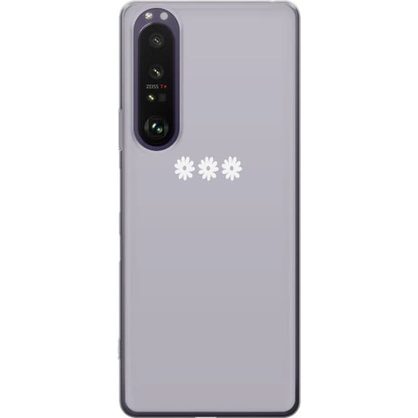 Sony Xperia 1 III Gennemsigtig cover Lilla Blomminimalisme - stilfuldt blomstermotiv på lilla baggrund