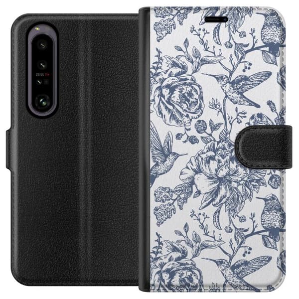 Sony Xperia 1 IV Lompakkokotelo Kukat & Linnut - Romanttinen Vintage-tyylinen Kuviointi