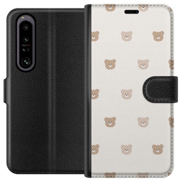 Sony Xperia 1 IV Lommeboketui Teddybakgrunn - søte teddybjørner mot en myk bakgrunn