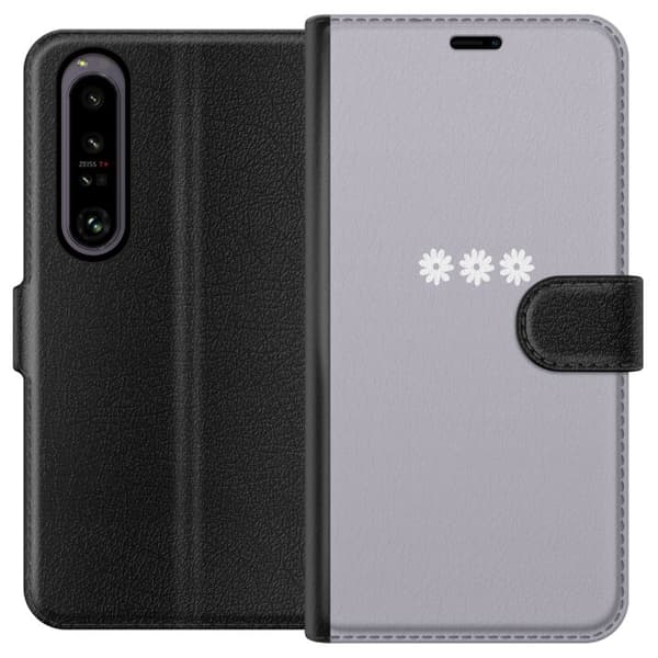 Sony Xperia 1 IV Lommeboketui Lilla Blomminimalisme - stilig blomstermotiv på lilla bakgrunn