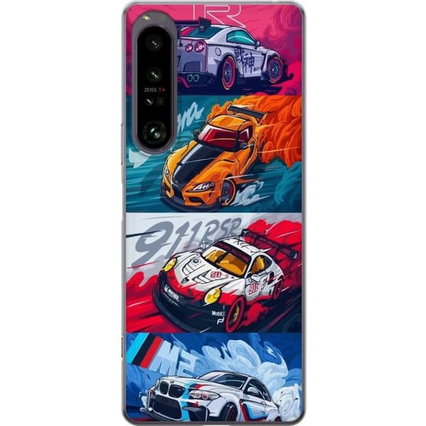 Sony Xperia 1 IV Gjennomsiktig deksel Fartfylte Biler - Tegnet Mønster med Action