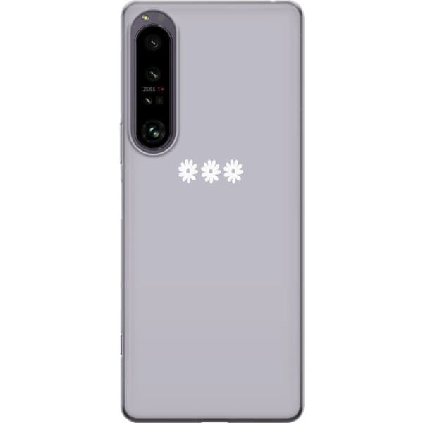 Sony Xperia 1 IV Gennemsigtig cover Lilla Blomminimalisme - stilfuldt blomstermotiv på lilla baggrund