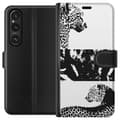 Miniatyrbild 1 av 3: Sony Xperia 1 V Plånboksfodral Leopard Faces – trendigt mönster med leopardansikten