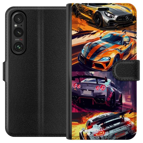 Sony Xperia 1 V Tegnebogsetui Rallyfeber - fartfyldt motiv med rallybiler