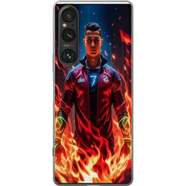 Sony Xperia 1 V Läpinäkyvä kuori Ronaldo Inferno - jalkapallolegenda liekeissä