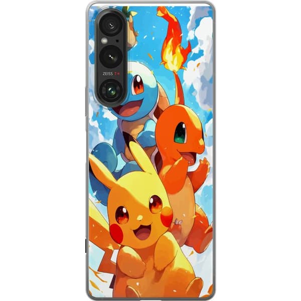 Sony Xperia 1 V Läpinäkyvä kuori Pocket Creatures - innoittanut Pokémonista mainitsematta nimeä