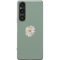 Miniatyrbillede 1 af 3: Sony Xperia 1 V Gennemsigtig cover Grøn Minimalblomst - stilfuld blomst på grøn baggrund