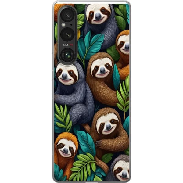 Sony Xperia 1 V Läpinäkyvä kuori Sengångarstil - rentoutunut muotoilu söpöllä laiskiaalla