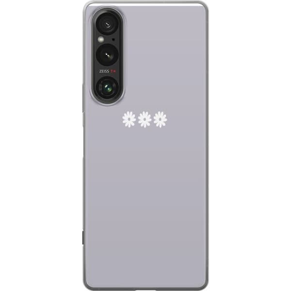 Sony Xperia 1 V Gjennomsiktig deksel Lilla Blomminimalisme - stilig blomstermotiv på lilla bakgrunn