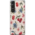 Miniatyrbild 1 av 3: Sony Xperia 1 VI Genomskinligt Skal Bär & Blommor – mönster med blå blommor och skogsbär