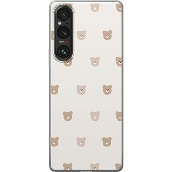 Sony Xperia 1 VI Genomskinligt Skal Teddy Background – gulliga nallar mot mjuk bakgrund