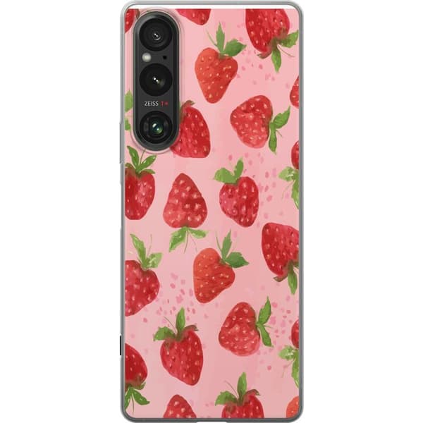Sony Xperia 1 VI Läpinäkyvä kuori Mansikkahaaveet - Retrot tyyli mansikkakuviointi