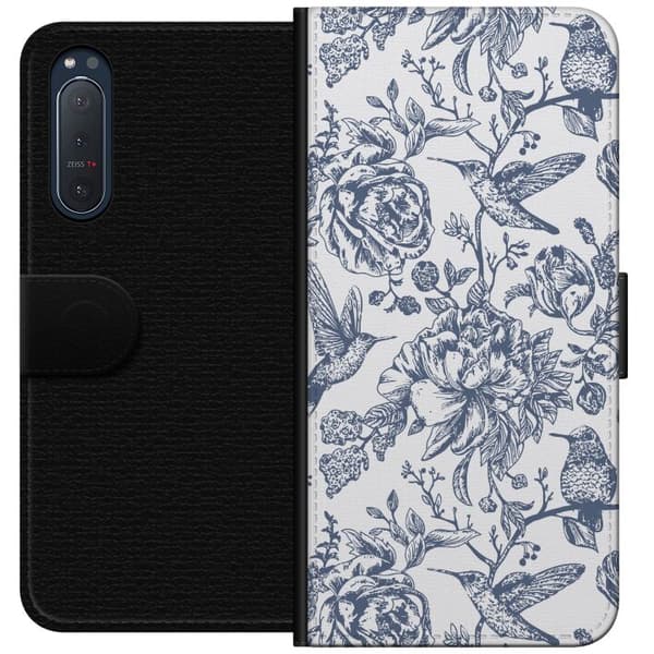 Sony Xperia 5 II Plånboksfodral Blomster & Fåglar – romantiskt mönster i vintage-stil