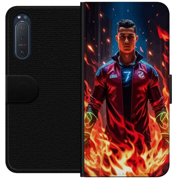 Sony Xperia 5 II Lompakkokotelo Ronaldo Inferno - jalkapallolegenda liekeissä