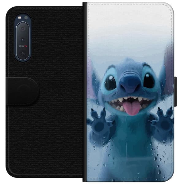 Sony Xperia 5 II Plånboksfodral Stitch Window View – Stitch vid ett fönster i söt stil