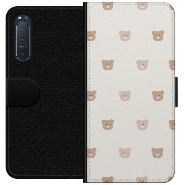 Sony Xperia 5 II Plånboksfodral Teddy Background – gulliga nallar mot mjuk bakgrund