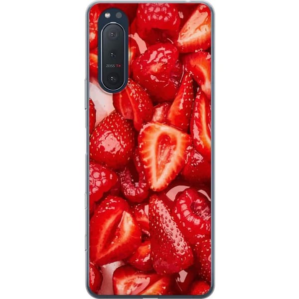 Sony Xperia 5 II Gjennomsiktig deksel Jordbærmønster - søtt motiv med sommerfølelse