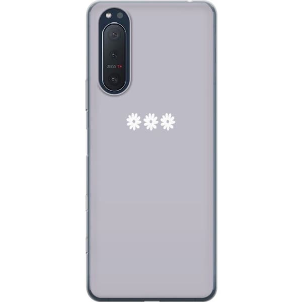 Sony Xperia 5 II Genomskinligt Skal Lila Blomminimalism – stilrent blommotiv på lila bakgrund