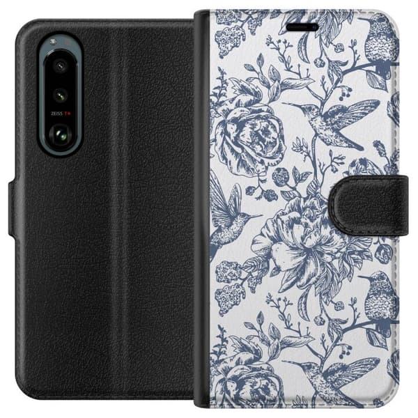 Sony Xperia 5 III Lompakkokotelo Kukat & Linnut - Romanttinen Vintage-tyylinen Kuviointi