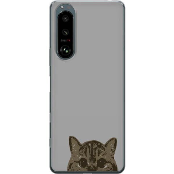 Sony Xperia 5 III Genomskinligt Skal Grå Kattblick – stilren kattdesign med grå bakgrund