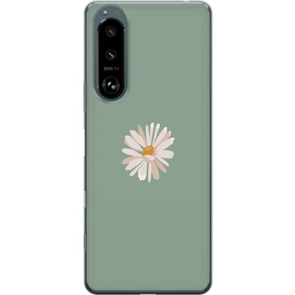 Sony Xperia 5 III Gennemsigtig cover Grøn Minimalblomst - stilfuld blomst på grøn baggrund