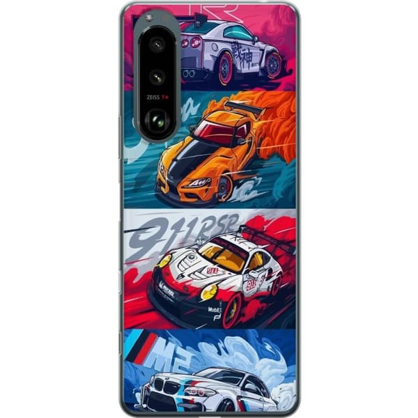 Sony Xperia 5 III Gennemsigtig cover Hurtige Biler - Tegnet Mønster med Action