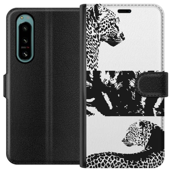 Sony Xperia 5 IV Plånboksfodral Leopard Faces – trendigt mönster med leopardansikten