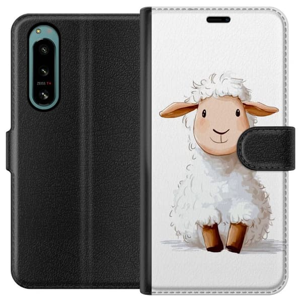 Sony Xperia 5 IV Lompakkokotelo Suloinen Lammas - lasten ja vauvan tuotteita sarjakuvatyyliin