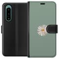 Pikkukuva 1 / 3: Sony Xperia 5 IV Lompakkokotelo Vihreä Minimalikukka - tyylikäs kukka vihreällä taustalla