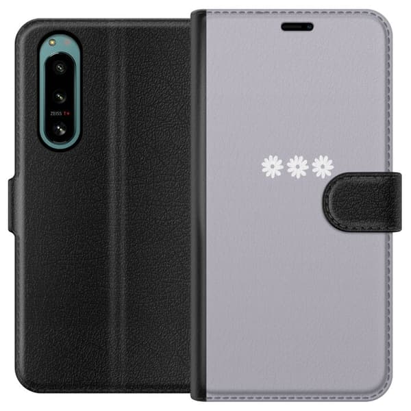 Sony Xperia 5 IV Lompakkokotelo Lila Blomminimalismi - tyylikäs kukkakuva lila taustalla