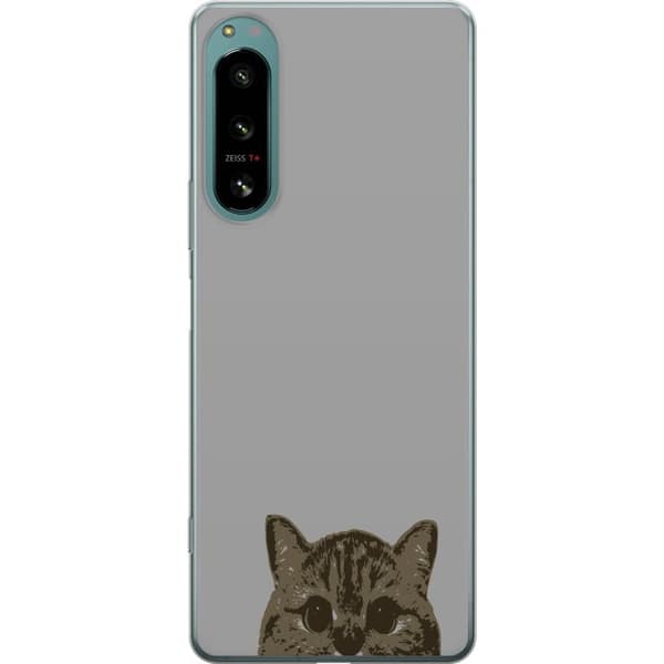 Sony Xperia 5 IV Genomskinligt Skal Grå Kattblick – stilren kattdesign med grå bakgrund