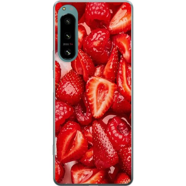Sony Xperia 5 IV Läpinäkyvä kuori Mansikkakuviointi - makea motiivi kesäfiiliksellä