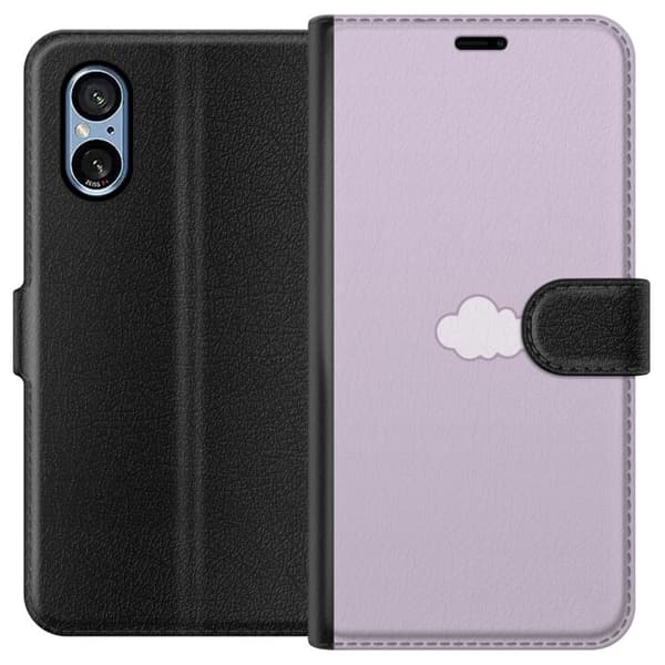 Sony Xperia 5 V Lommeboketui Lilla Sky - minimalistisk sky på en lilla bakgrunn
