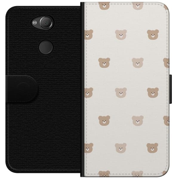 Sony Xperia XA2 Lompakkokotelo Teddy-tausta - söpöt teddykarhut pehmeällä taustalla