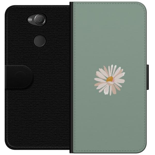 Sony Xperia XA2 Tegnebogsetui Grøn Minimalblomst - stilfuld blomst på grøn baggrund