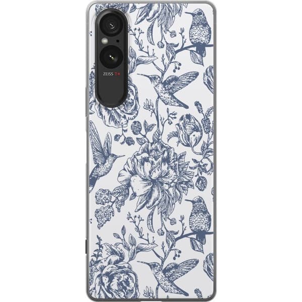 Sony Xperia 5 V Gjennomsiktig deksel Blomster & Fugler - Romantiskt Vintage-stil Mønster