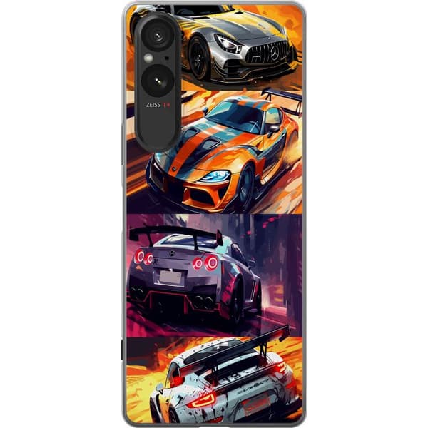 Sony Xperia 5 V Gjennomsiktig deksel Rallyfeber - intensivt motiv med rallybiler