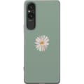 Miniatyrbilde 1 av 3: Sony Xperia 5 V Gjennomsiktig deksel Grønn Minimalblomst - stilren blomst på grønn bakgrunn