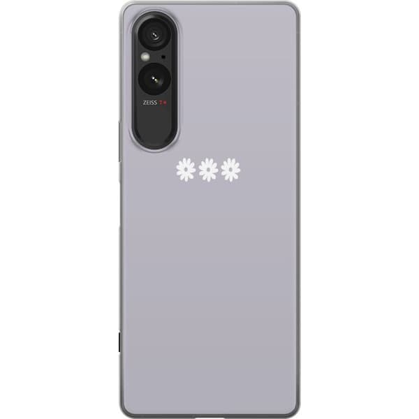 Sony Xperia 5 V Gennemsigtig cover Lilla Blomminimalisme - stilfuldt blomstermotiv på lilla baggrund