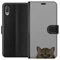 Miniatyrbilde 1 av 3: Sony Xperia L3 Lommeboketui Grå Kattblikk - stilren katte design med grå bakgrunn