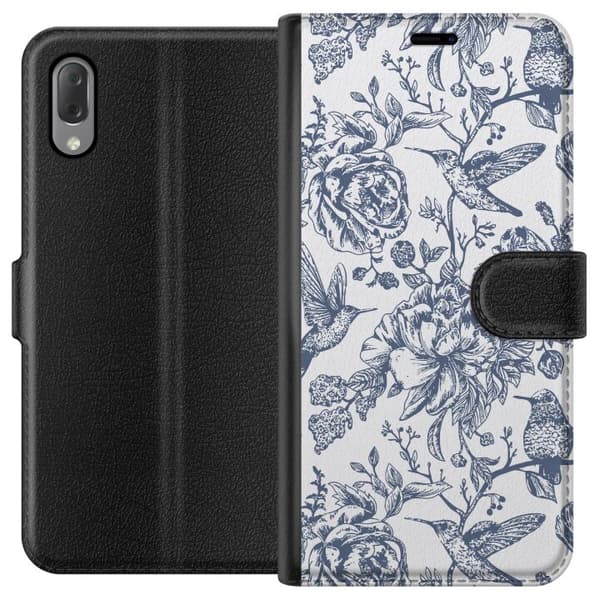 Sony Xperia L3 Lommeboketui Blomster & Fugler - Romantiskt Vintage-stil Mønster