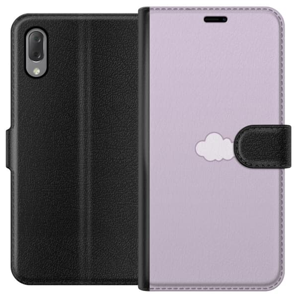 Sony Xperia L3 Lompakkokotelo Lila Pilvi - minimalistinen pilvi lila taustalla