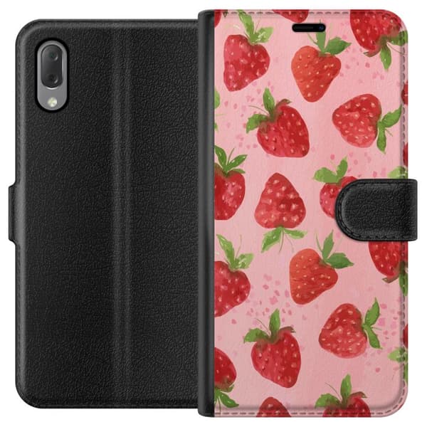 Sony Xperia L3 Lommeboketui Jordbærdrømmer - Retro-stil jordbærmønster