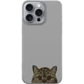 Miniatyrbild 1 av 3: Apple iPhone 16 Pro Max Genomskinligt Skal Grå Kattblick – stilren kattdesign med grå bakgrund