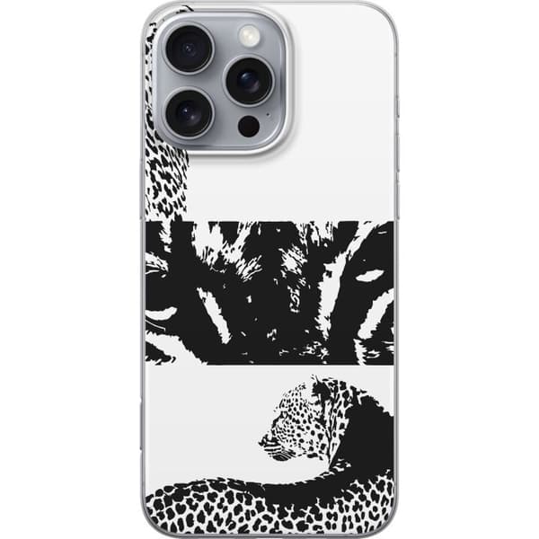 Apple iPhone 16 Pro Max Genomskinligt Skal Leopard Faces – trendigt mönster med leopardansikten